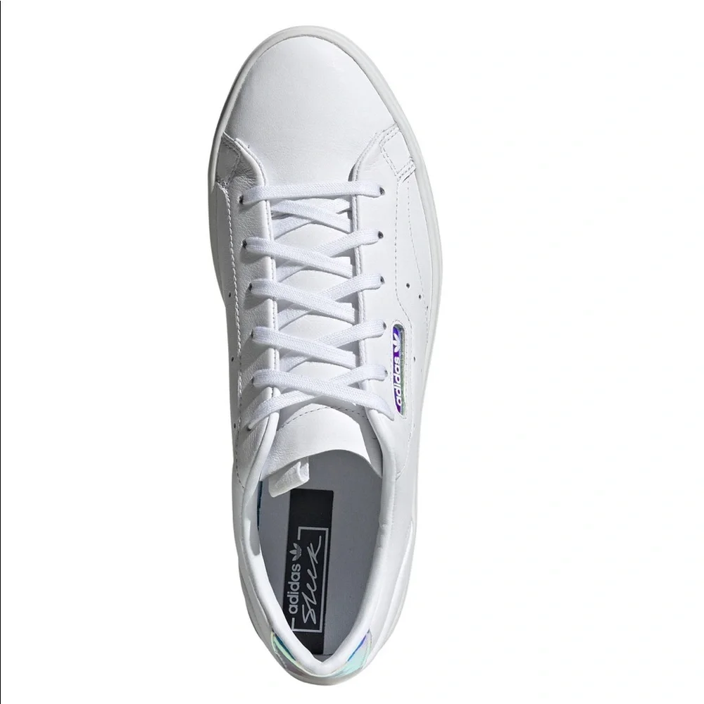 Adidas Sleek White Leather Sneakers - Picture 5 of 11